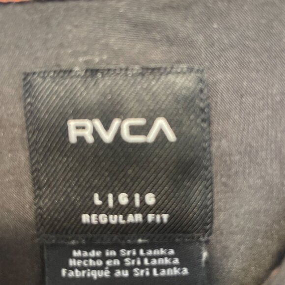 RVCA Men's Slim Fit Short Sleeve Stretch Woven Button-Up Shirt – Black I Large - Picture 4 of 5